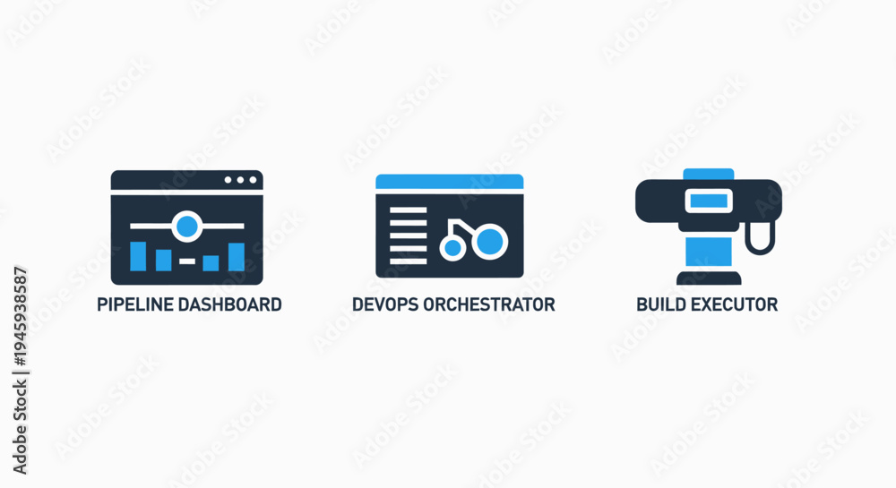 Fototapeta premium Devops pipeline dashboard and orchestrator for software build execution automation