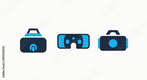 Virtual reality headset and augmented reality glasses icons - modern immersive technology vector illustration