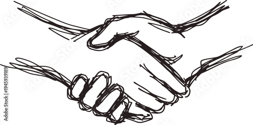 Handshake sketch symbolizing trust, agreement, partnership and cooperation concept drawing