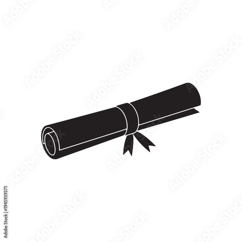 Graduation diploma silhouette vector illustration on white background