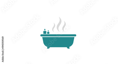 Teal Bathtub with Steam Rising.