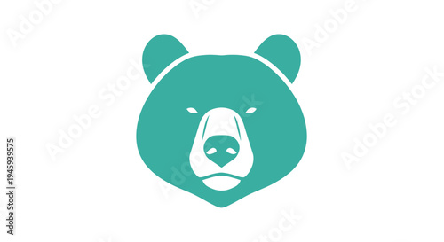 Teal bear head logo illustration.