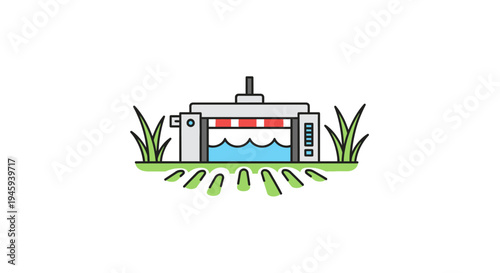 Swimming pool with red and white.