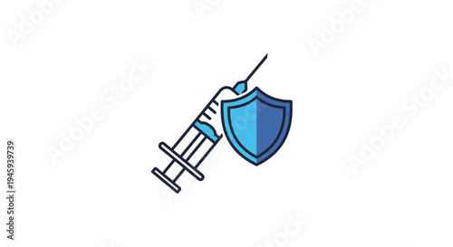 Syringe with blue shield protection.