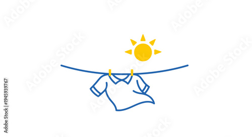 T shirt hanging on clothes line.