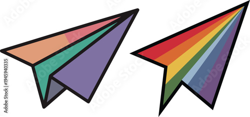 Rainbow Pride Flag Paper Airplane Vector Icons