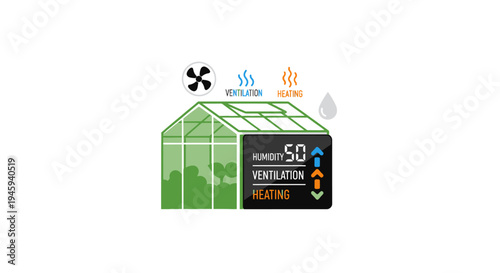 Ventilation system for greenhouse heating.