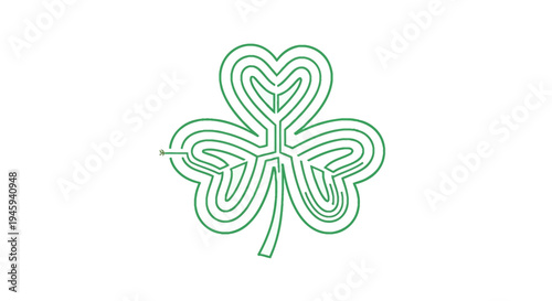 A green shamrock-shaped maze with 'entrance' and 'exit' labels on either side.