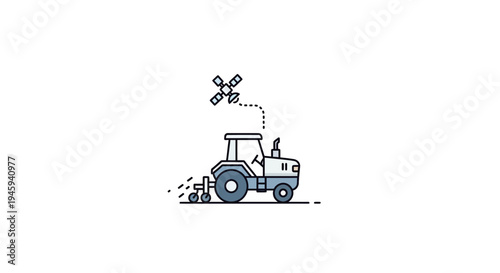 Tractor with drone flying overhead.