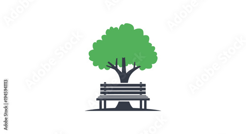 Tree beside a wooden park bench.