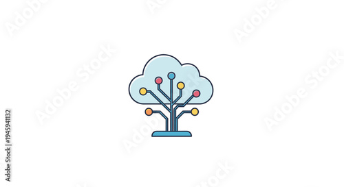 Tree with colorful lights on branches.