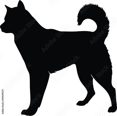 Classic Siberian Husky dog silhouette vector