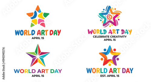 Colorful star designs celebrate world art day on april 15th