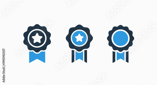 Set of quality award ribbon icons with stars for achievement and success ranking