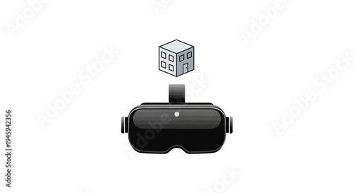 Virtual Reality Glasses with Cube Above.