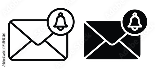 Envelope with Notification Bell Icon Vector Illustration