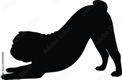 Bulldog aggressive barking silhouette vector
