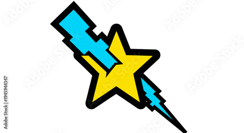 Yellow Star with Blue Lightning Bolt.