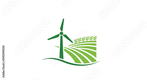 Wind turbine renewable energy logo symbol.