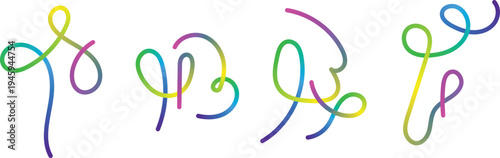 Colorful swirling lines forming abstract shapes on a white background