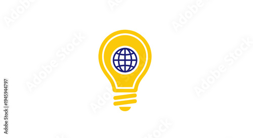 Yellow Light Bulb with Globe Inside.