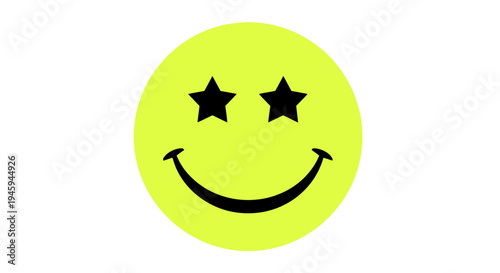 Yellow Smiley Face with Star Eyes.