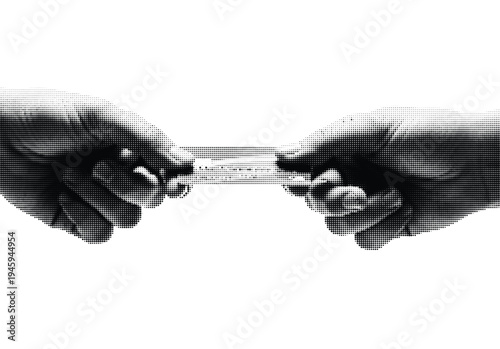 Gloved hands measuring a thin flexible strip between gloved fingers