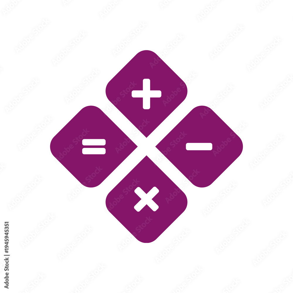 Obraz premium Four purple math symbols on transparent background