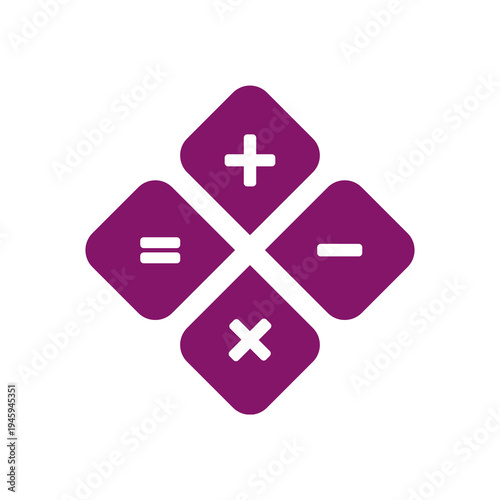 Four purple math symbols on transparent background
