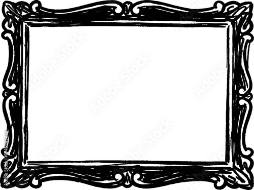 Ornate vintage decorative rectangular frame with intricate floral and swirl patterns