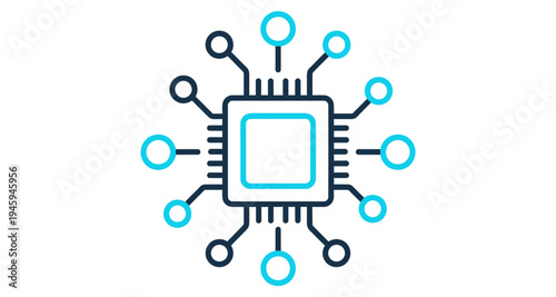 Modern Microchip Circuit Radial Technology Vector Illustration