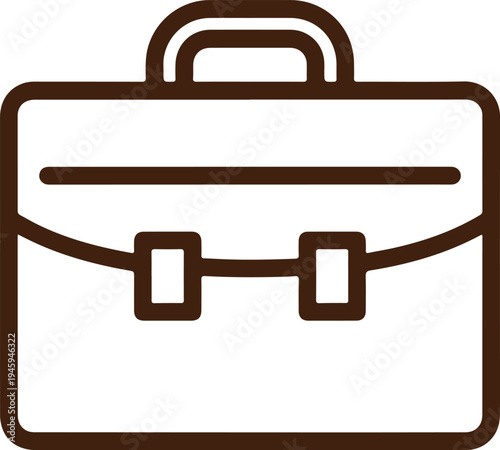 A brown briefcase icon on a white background Vector, illustration