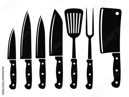 Kitchen Knives and Tools Vector Illustration