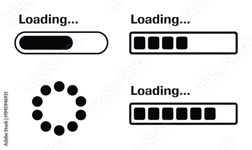 Loading Bar Vector Icons Set