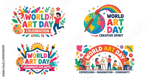 Celebrating world art day with colorful illustrations and artistic elements