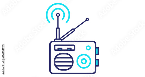 Retro Radio with Wi-Fi Signal Modern Vector Illustration Design