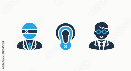Abstract business idea solution and smart consultant people icons