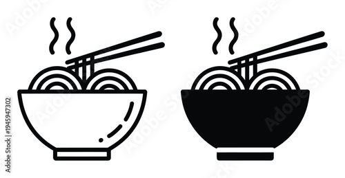 Noodle Bowl Vector Illustration with Chopsticks