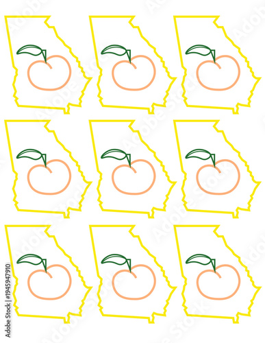 State of Georgia with State Fruit Peaches Pattern
