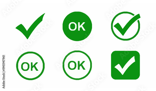 Stylized Green Tick and Red Cross Vector Set for Digital Yes/No and Correct/Incorrect