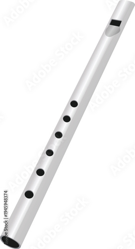 White whistle flute. vector illustration