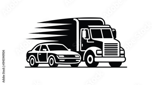 Delivery car carrier truck fast shipping services transportation logistic moving truck with car icon symbol