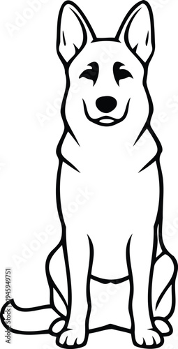 Minimal clean line dog icon silhouette