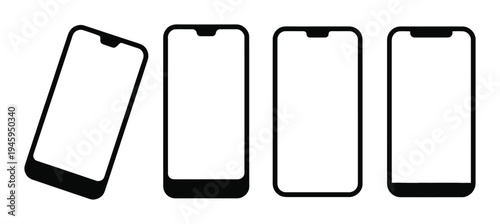 Smartphone Vector Illustration with Four Mobile Devices
