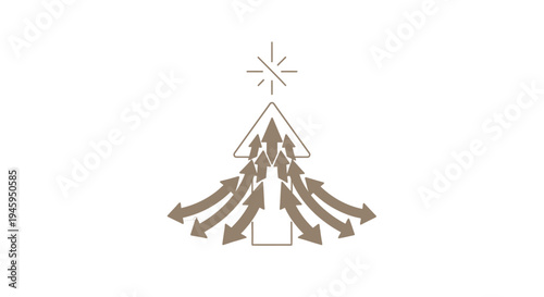 Multiple directional arrows converge into a single upward-pointing arrow shape beneath a starburst symbol representing focus and unified growth strategy.