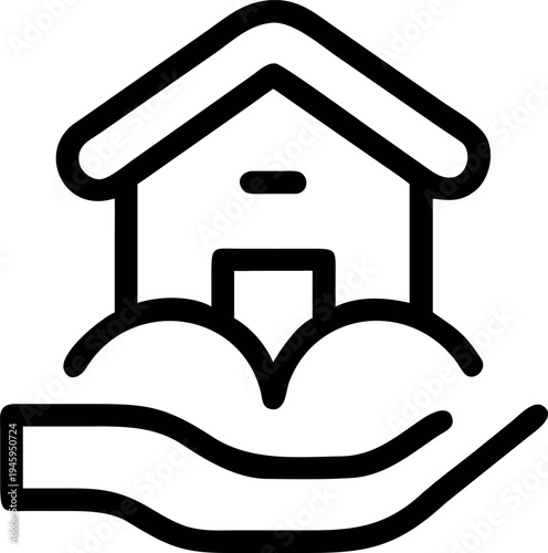 A hand supporting a house on a hill