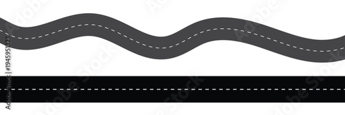 Horizontal asphalt road template. Winding road vector illustration. Seamless highway marking Isolated on background. Vector illustration. EPS 10 .