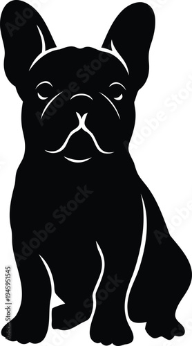 French Bulldog resting dog silhouette vector