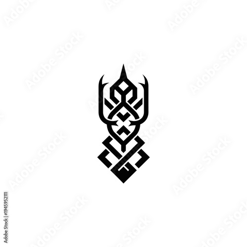 Celtic knotwork trident symbol design.
