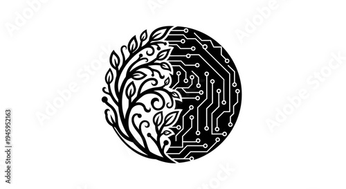 Circuit board with leaf design.